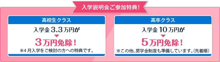 入学説明会ご参加特典！